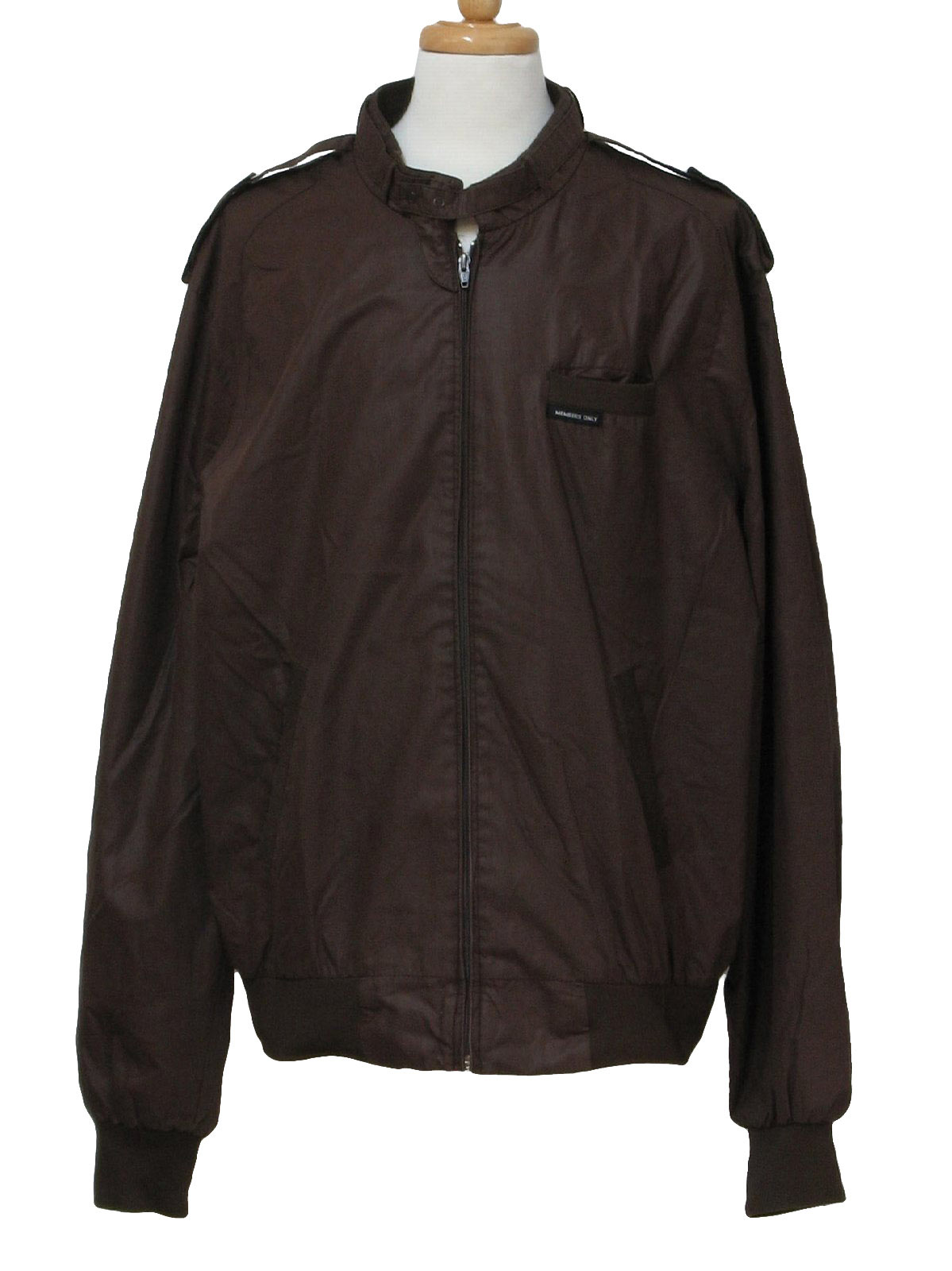 1980's Retro Jacket: 80s -Members Only- Mens brown zip front polyester ...