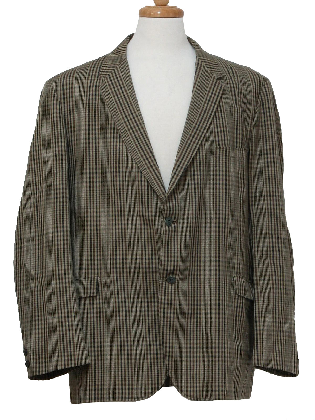 Sixties Vintage Jacket: 60s -Brent- Mens brown, black, pale khaki plaid ...