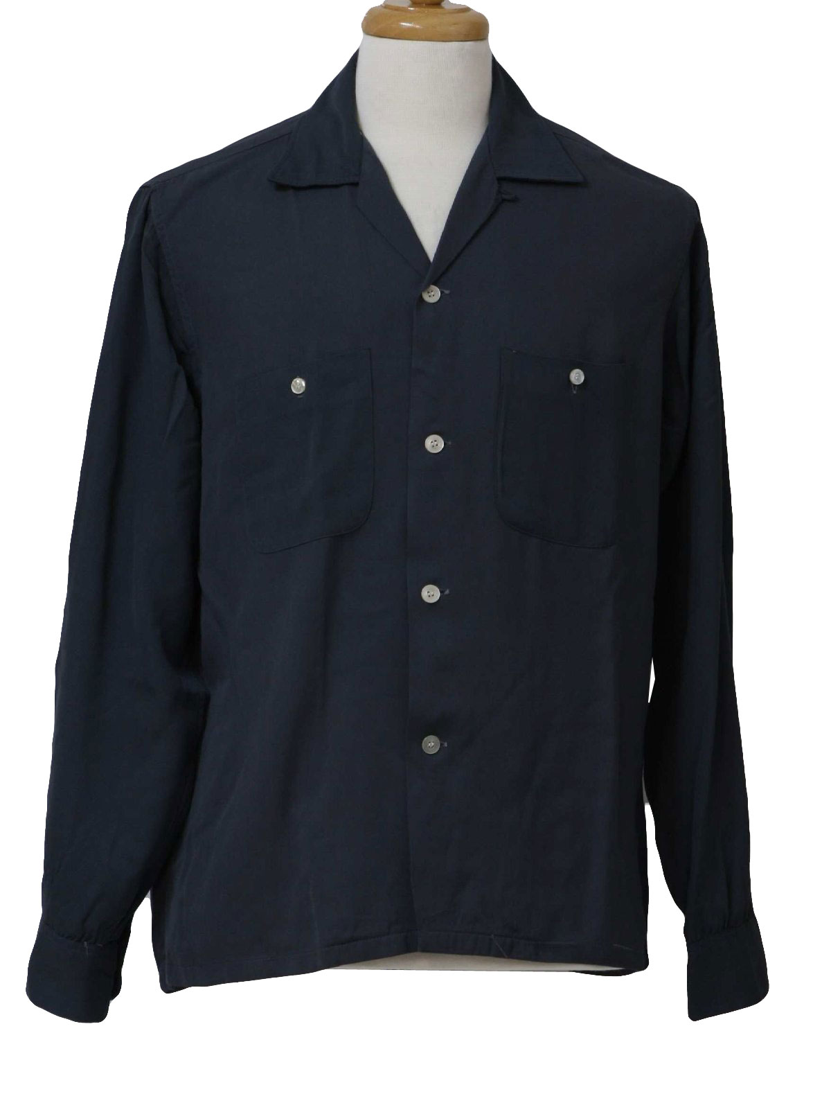 Fifties Vintage Gabardine Shirt: 50s -Penneys Towncraft- Mens charcoal ...