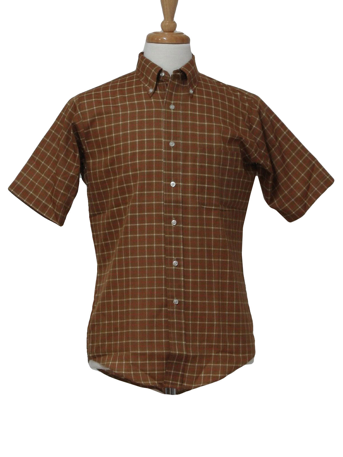 1960's Shirt (Puritan): Early 60s -Puritan- Mens sandy brown, red, ecru ...
