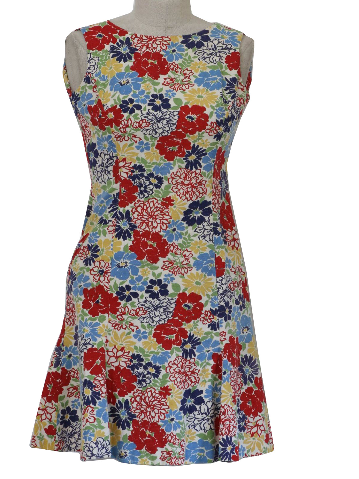 Vintage 60s Mini Dress: 60s -Fiddlers- Womens ivory, red, navy and ...