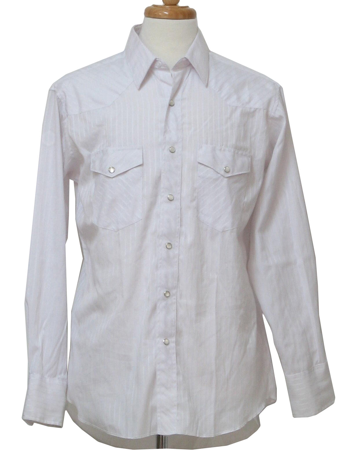 80's Vintage Western Shirt: 80s -Wrangler- Mens shaded starch white ...