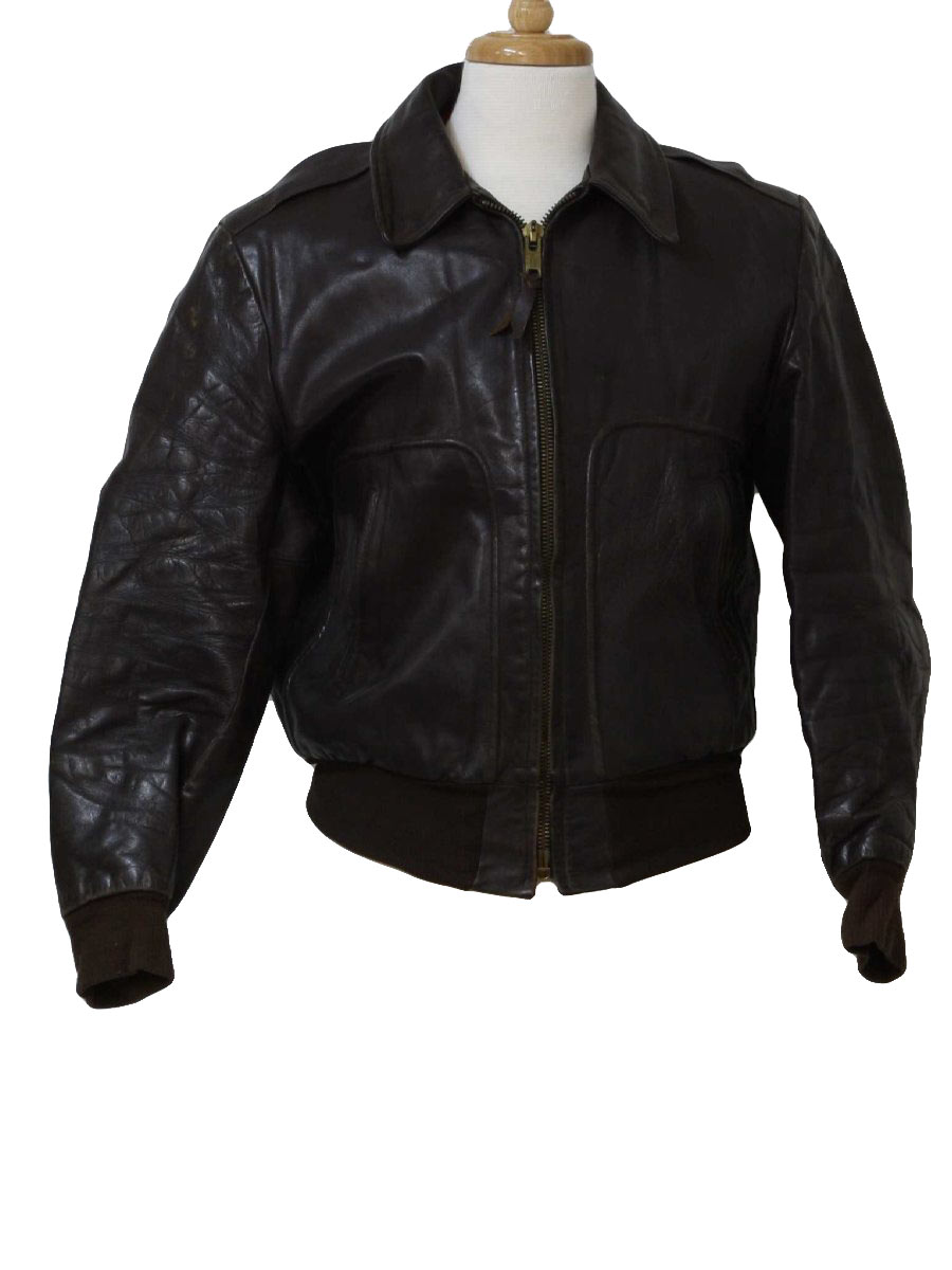 50s Retro Leather Jacket: 50s -Hercules by Sears- Mens dark brown front ...