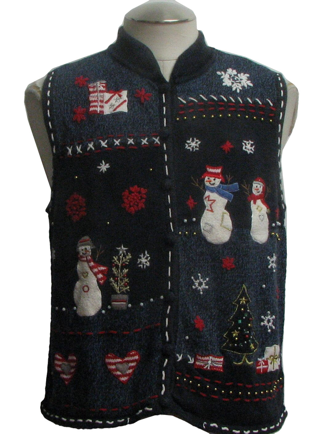 Ugly Christmas Sweater Vest: -Cappagallo- Womens blue, white and red ...