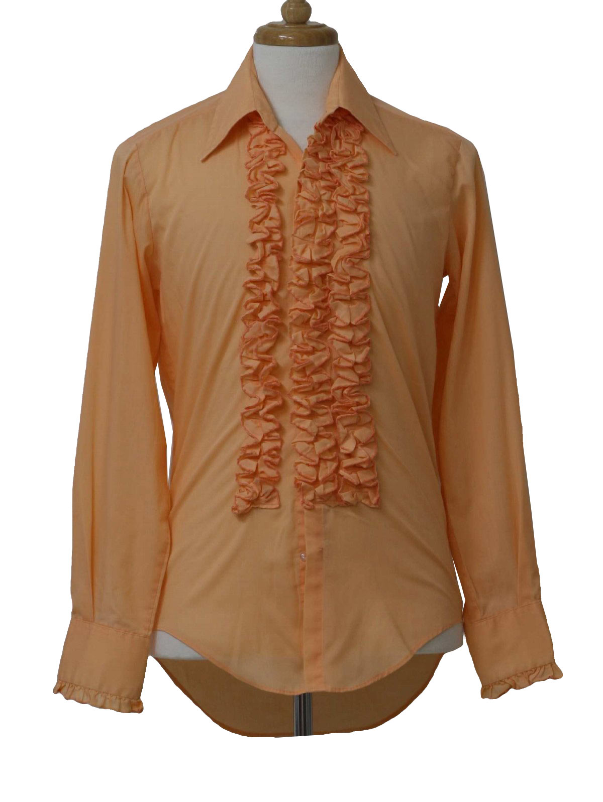 Vintage 1970's Shirt: 70s -After Six- Mens orange cotton and polyester ...