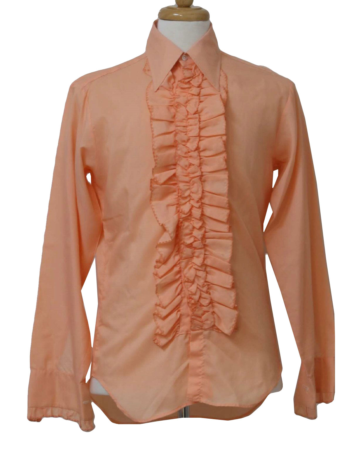 1970's Retro Shirt: 70s -L-M Fashions- Mens bright peach silky ...