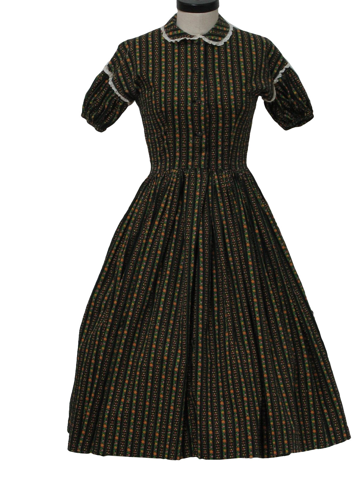 Retro 1950s Dress: 50s -Home Sewn- Womens black, acid green, pinks ...