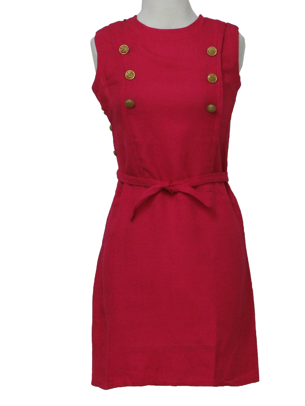Vintage 1960's Mini Dress: 60s -No Label- Womens rose pink, sleeveless ...