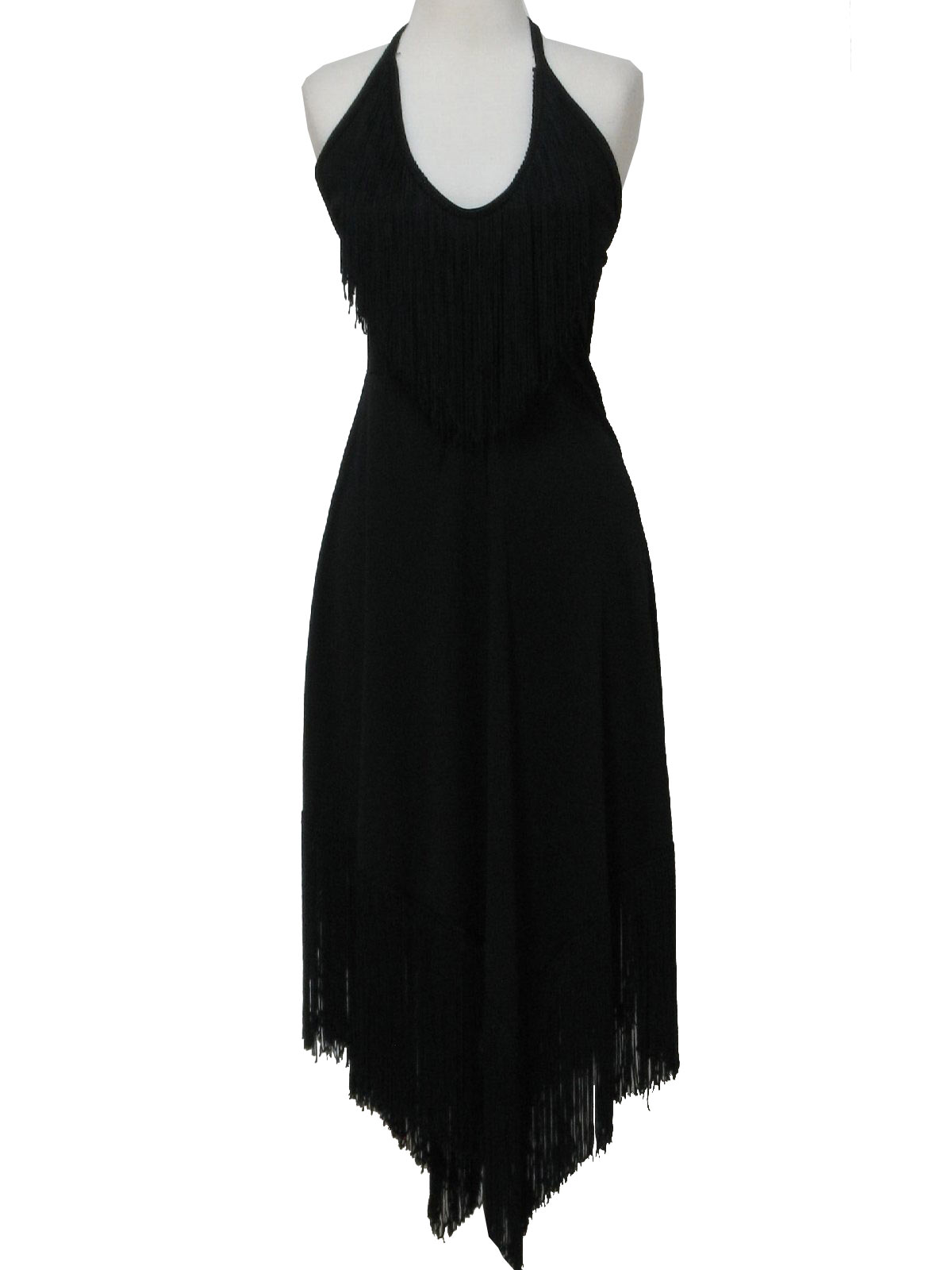 Vintage Seventies Disco Dress: 70s -No Label- Womens black, polyester ...