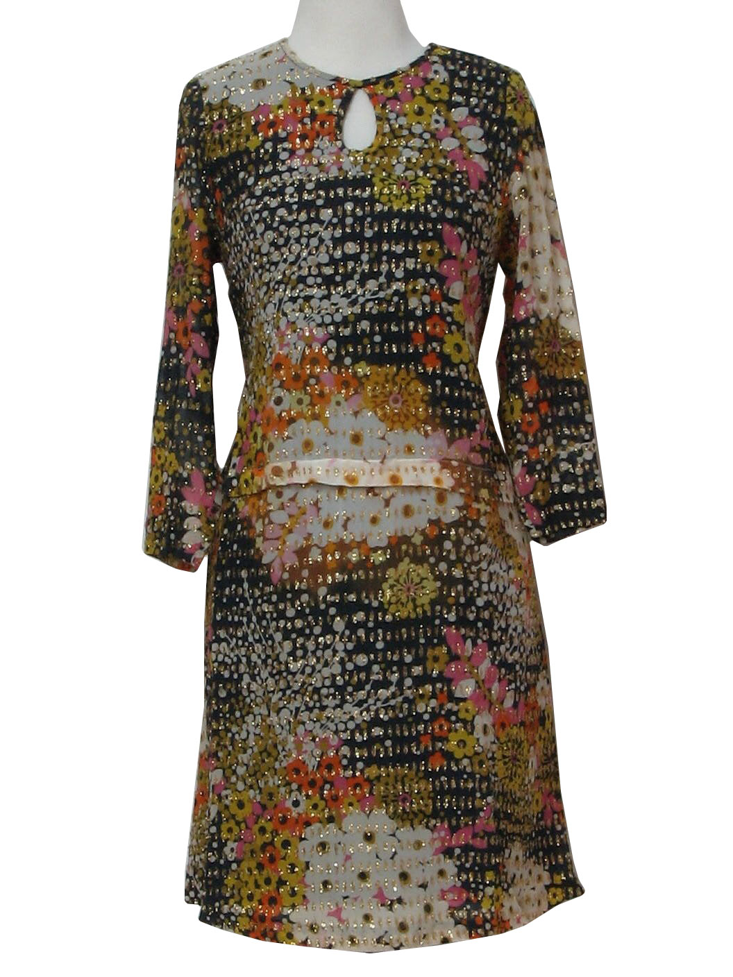 Retro Sixties Mini Dress: Late 60s -Andora- Womens synthetic crepe ...