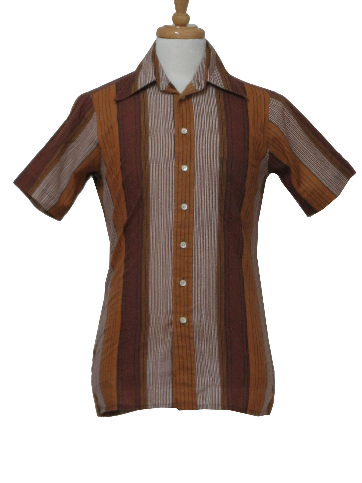 Seventies Vintage Shirt: 70s -Arrow- Mens or Boys brown, black, white ...
