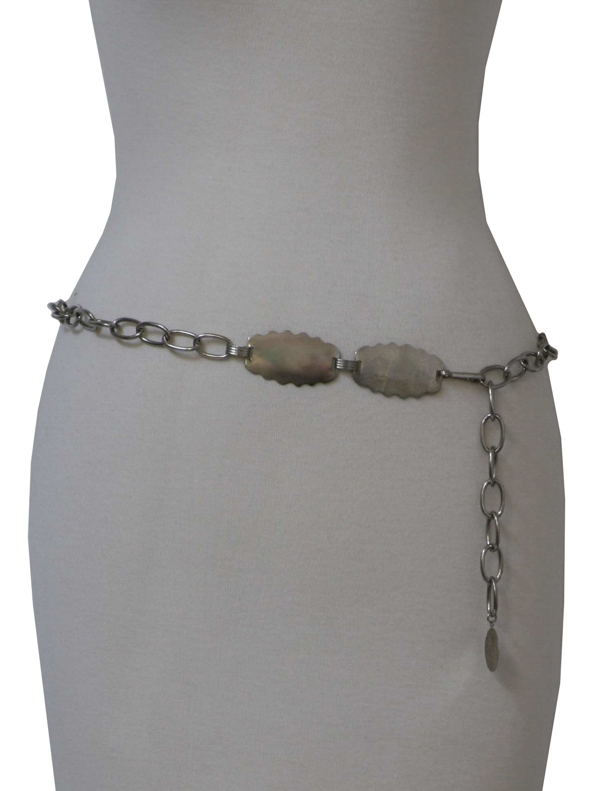 Retro 1980s Belt: 80s -Missing Mark- Womens silver tone chain link ...