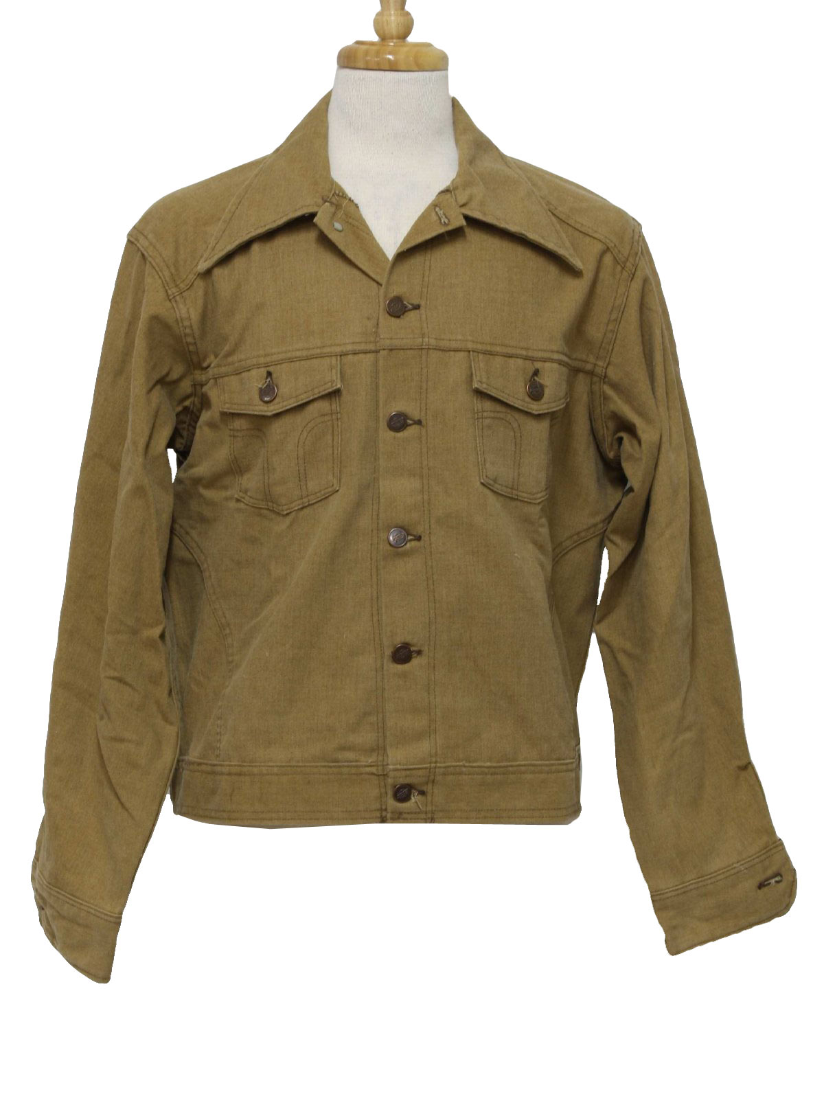 Retro 1970s Jacket: 70s -Dickies- Mens tan thick cotton canvas button ...