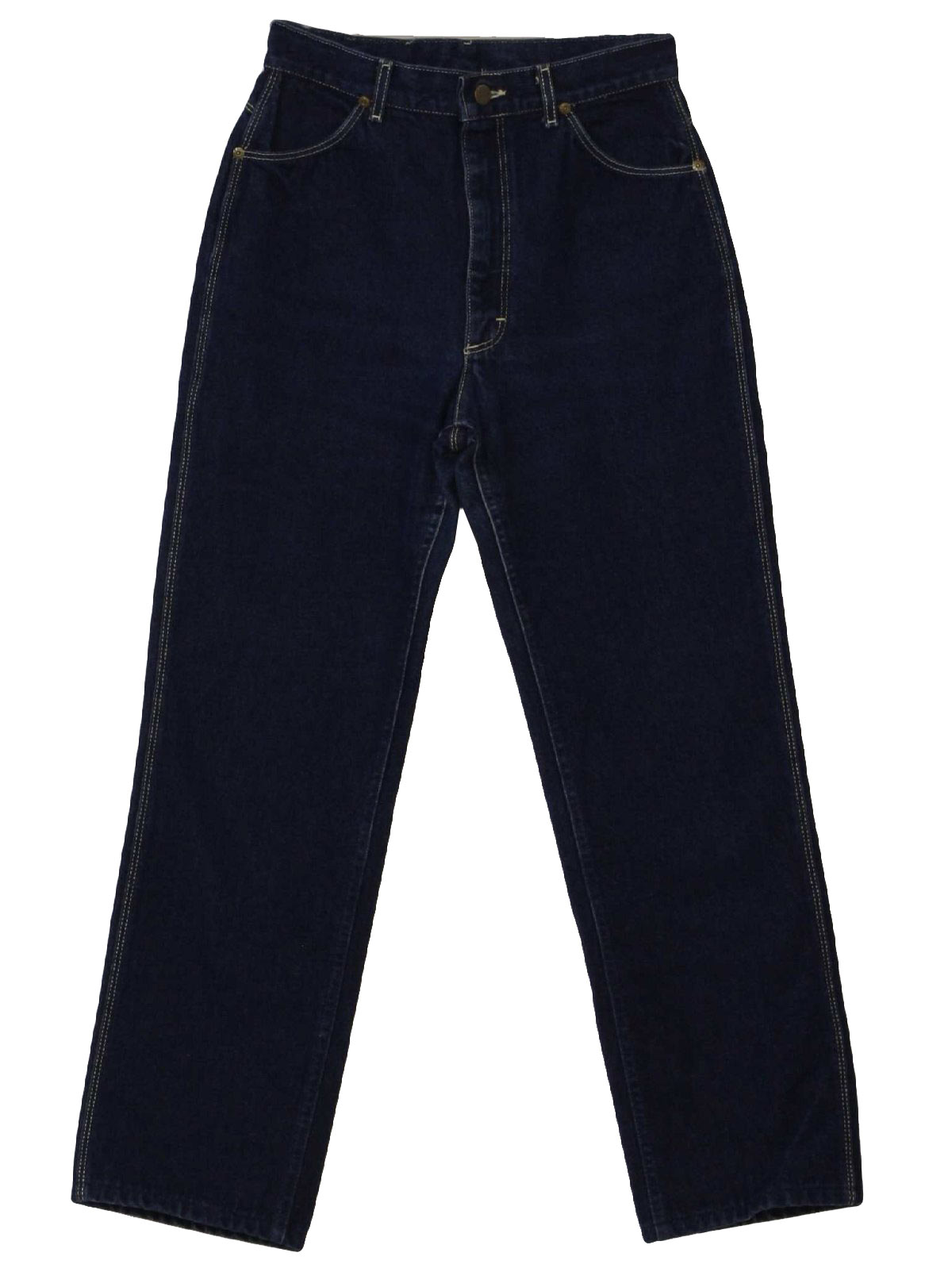 Retro 1980s Pants: 80s -Lee- Womens dark blue cotton denim four pocket ...