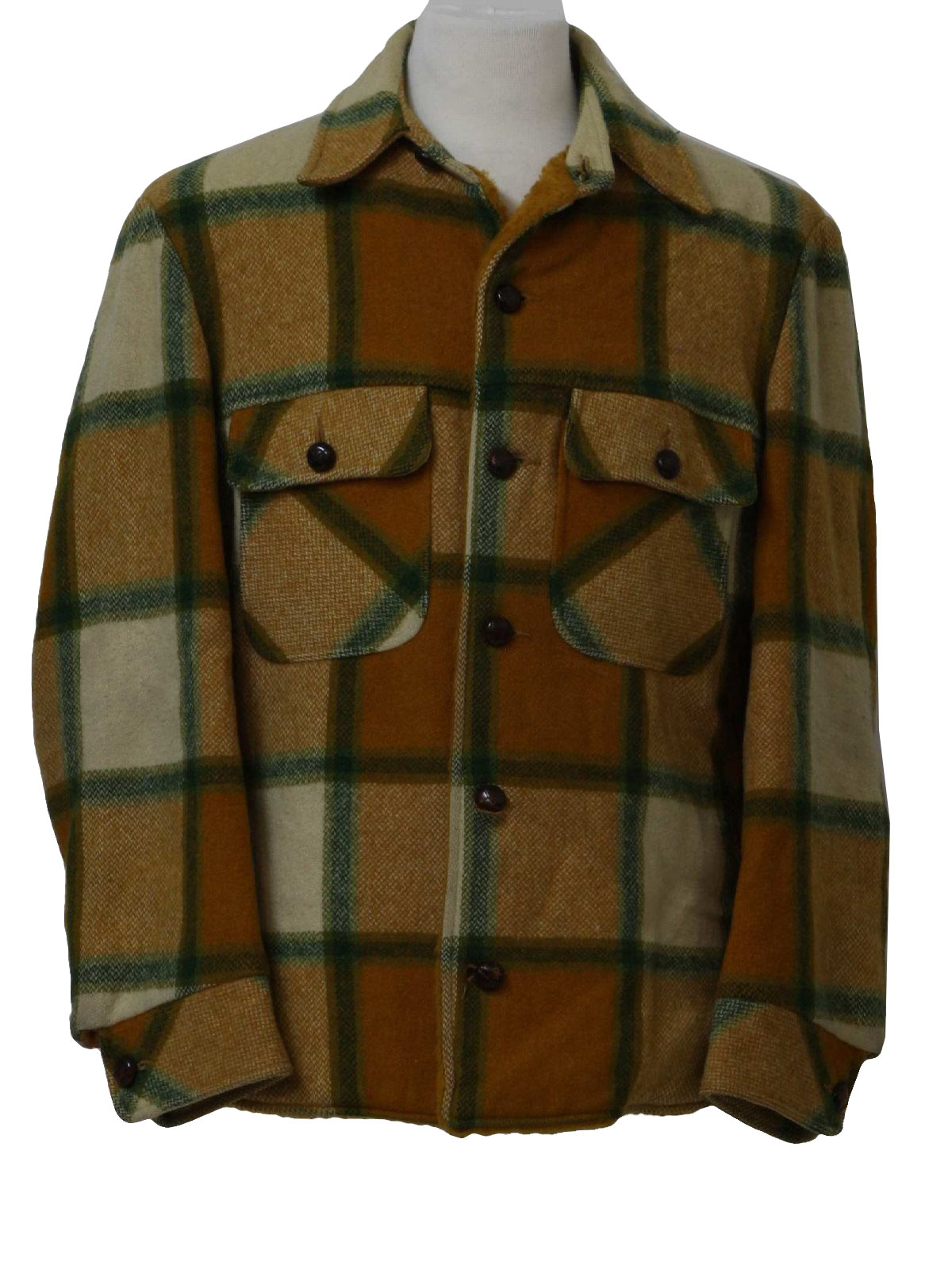 1970's Jacket (Aberdeen): 70s -Aberdeen- Mens cream, shaded green and ...