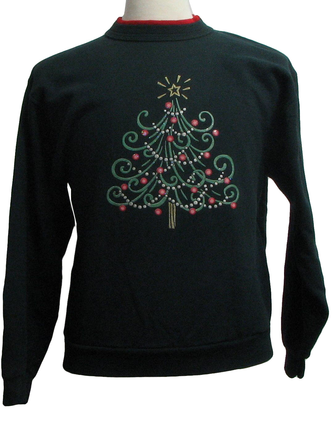 Ugly Christmas Sweatshirt: -morning Sun- Unisex Deep Green, Red, And 