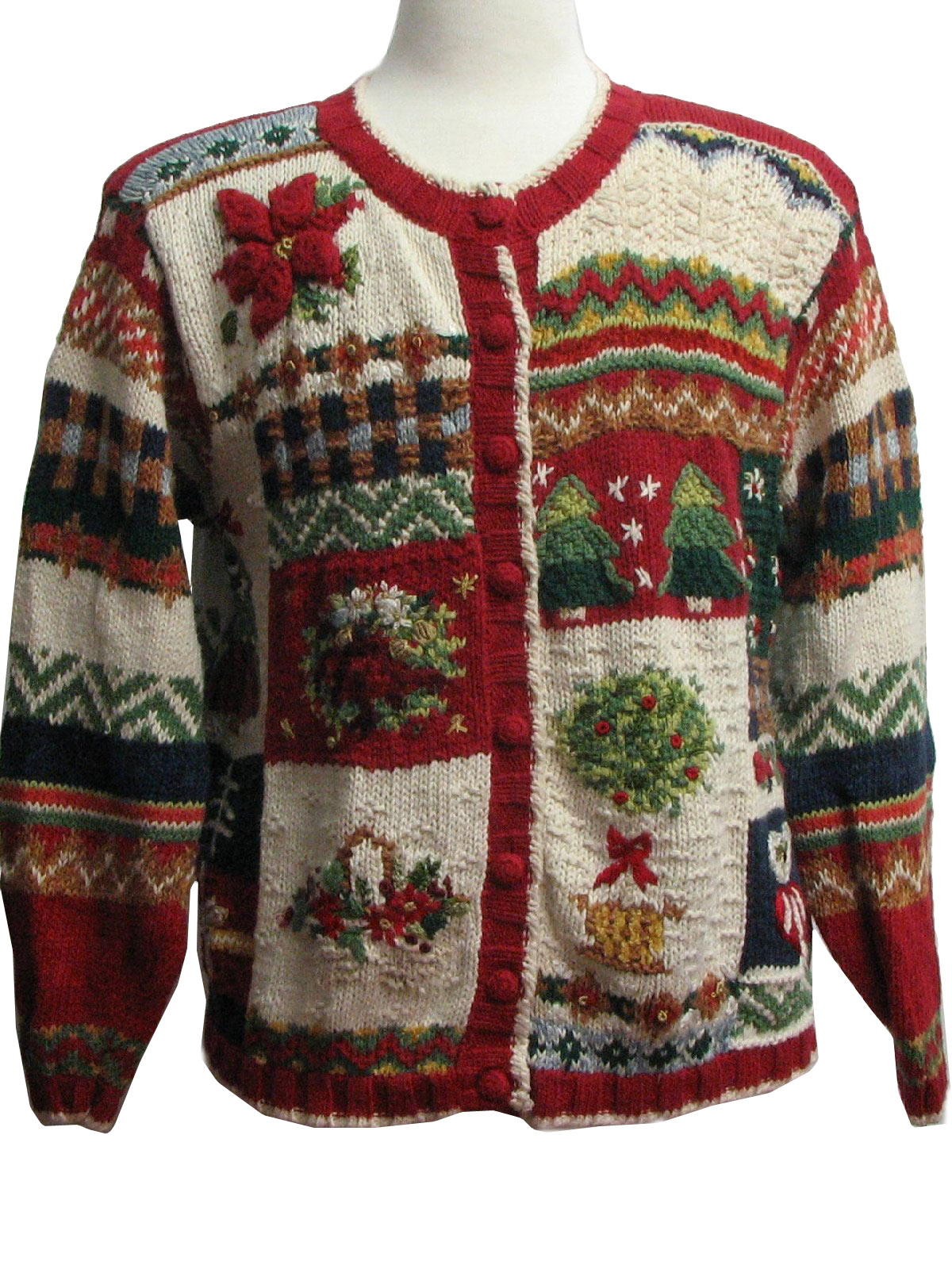Womens Very Ugly Christmas Sweater: -Heirloom- Womens red, cream ...