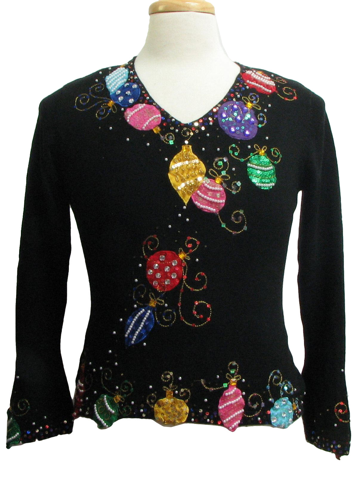 Womens Ugly Christmas Sweater: -Just B- Womens Black Rayon And Cotton ...