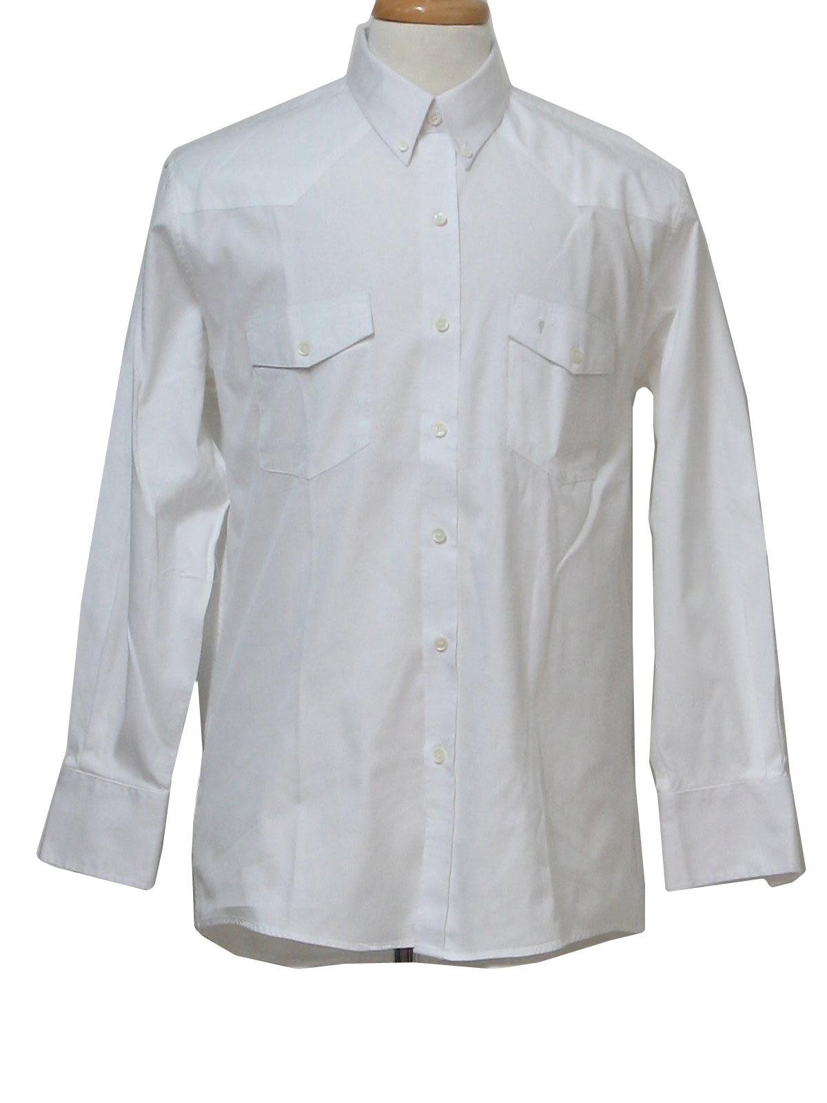 Eighties Vintage Western Shirt: 80s -Longhorn- Mens white cotton ...