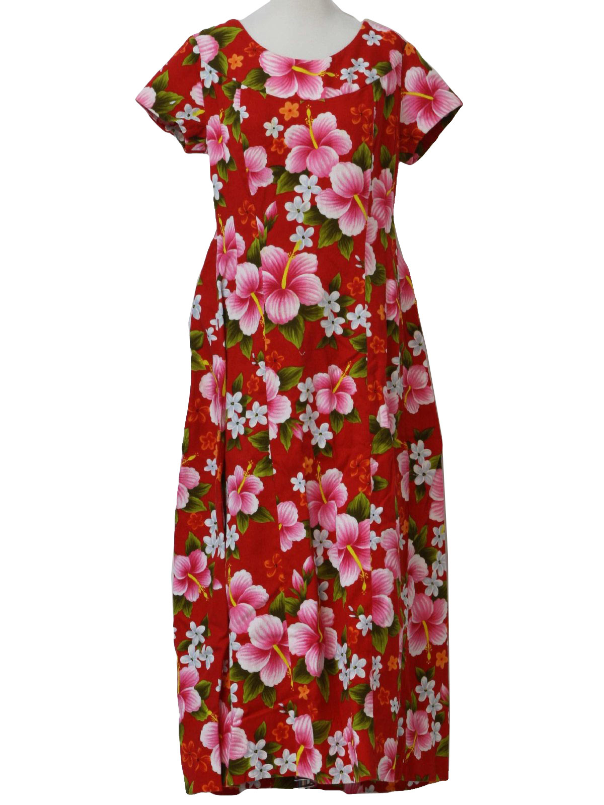 Vintage 1970's Hawaiian Dress: 70s -Ui-Maikai- Womens red, white ...