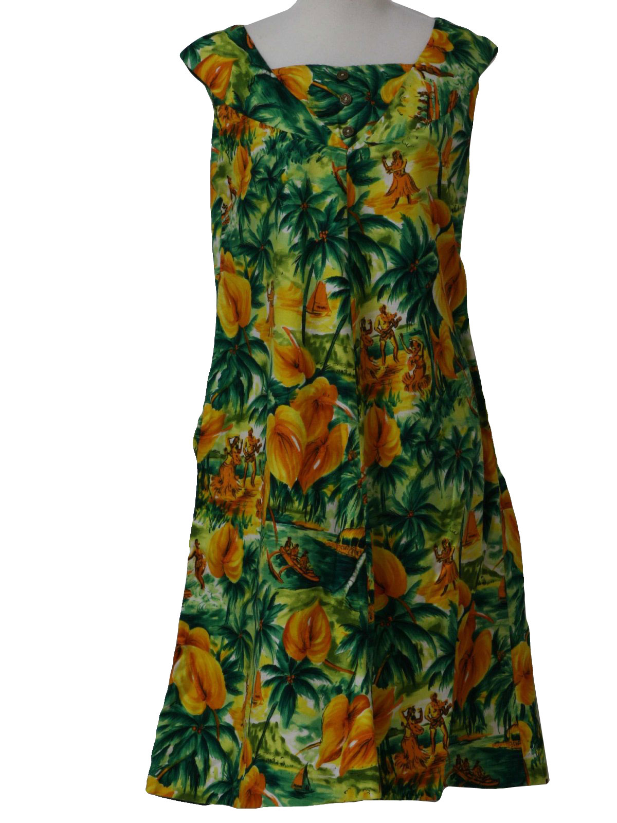 Hawaiian 60's Vintage Hawaiian Dress: 60s -Hawaiian- Womens bright ...