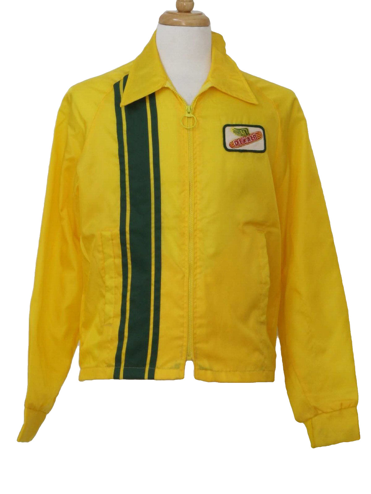 1970's Retro Jacket: 70s -Swingster- Mens yellow and dark green nylon ...