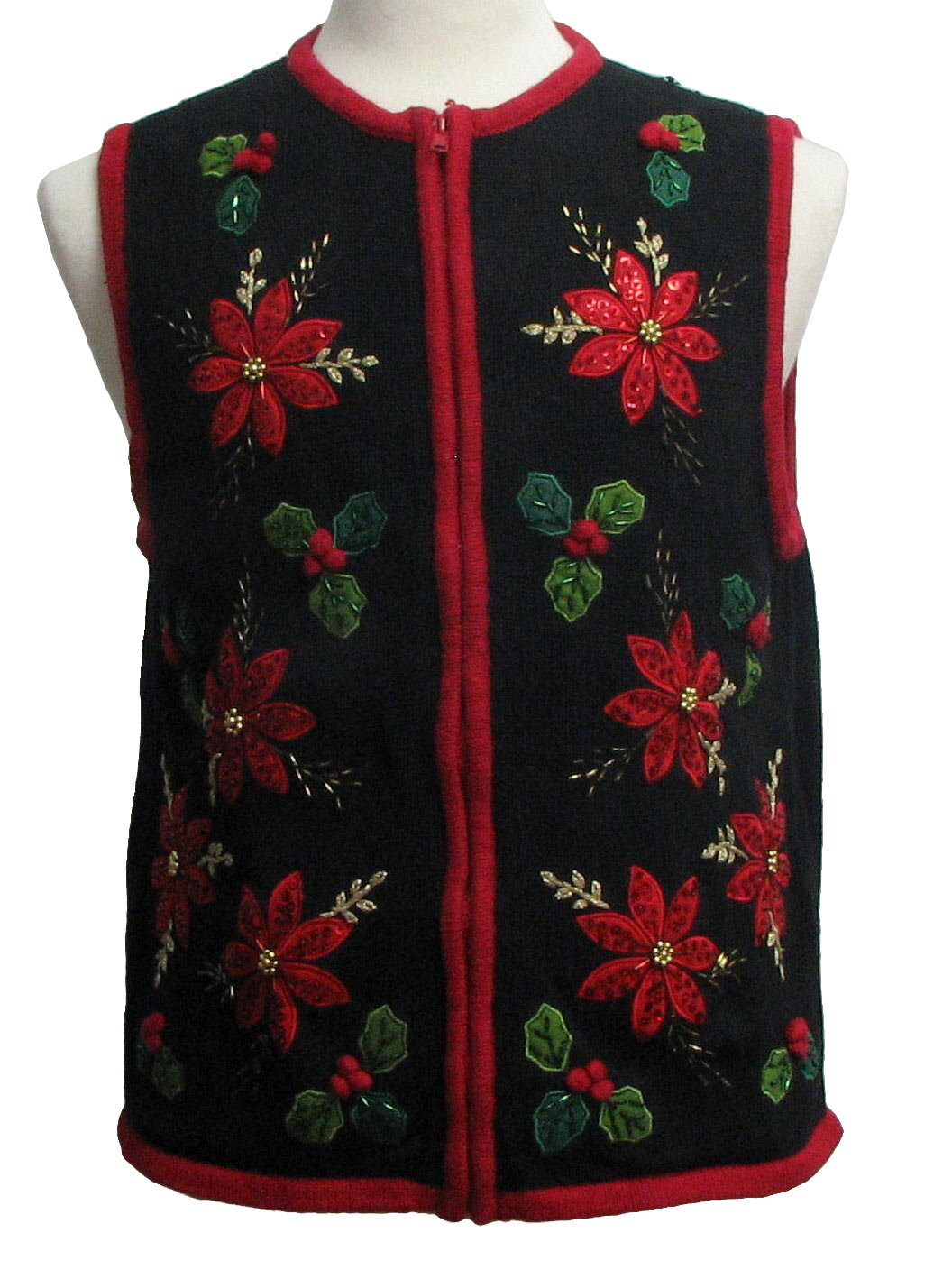 Womens Ugly Christmas Sweater Vest: -White Stag- Womens black and red ...