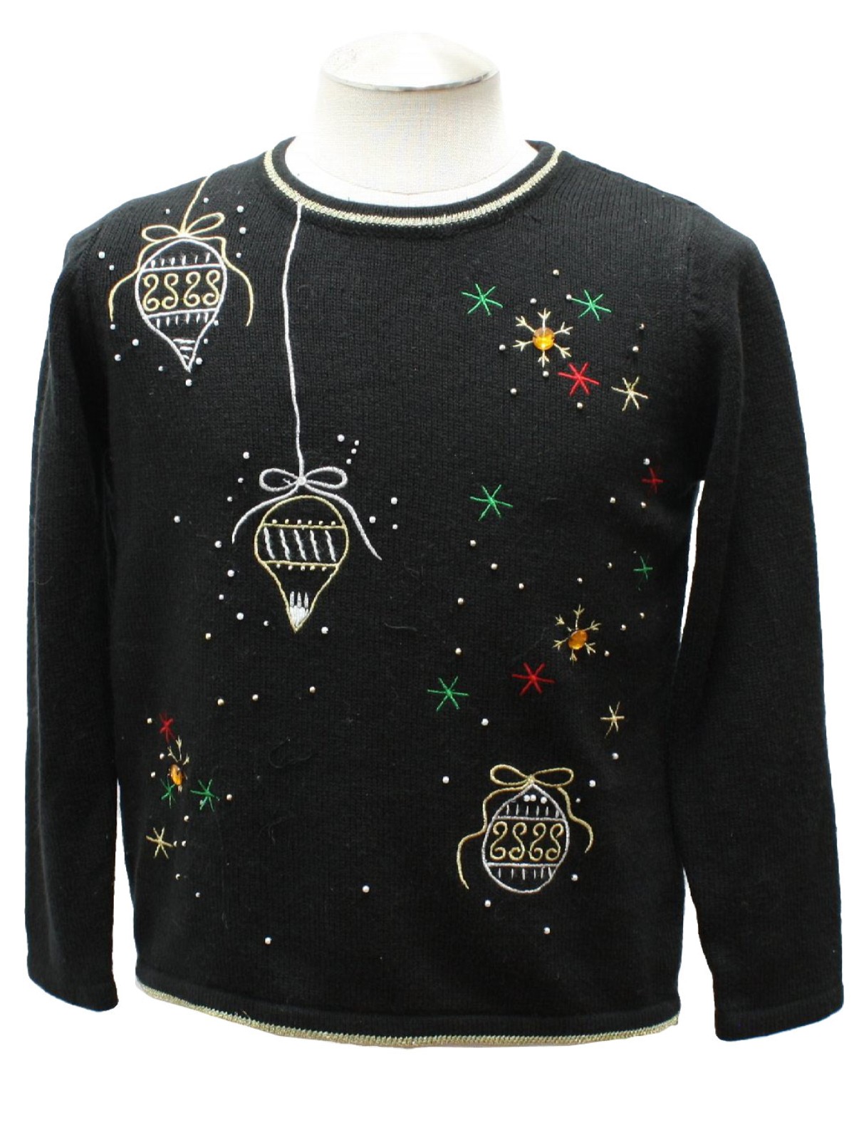 Womens Ugly Christmas Sweater Shirt: -Care Label- Womens black, gold ...