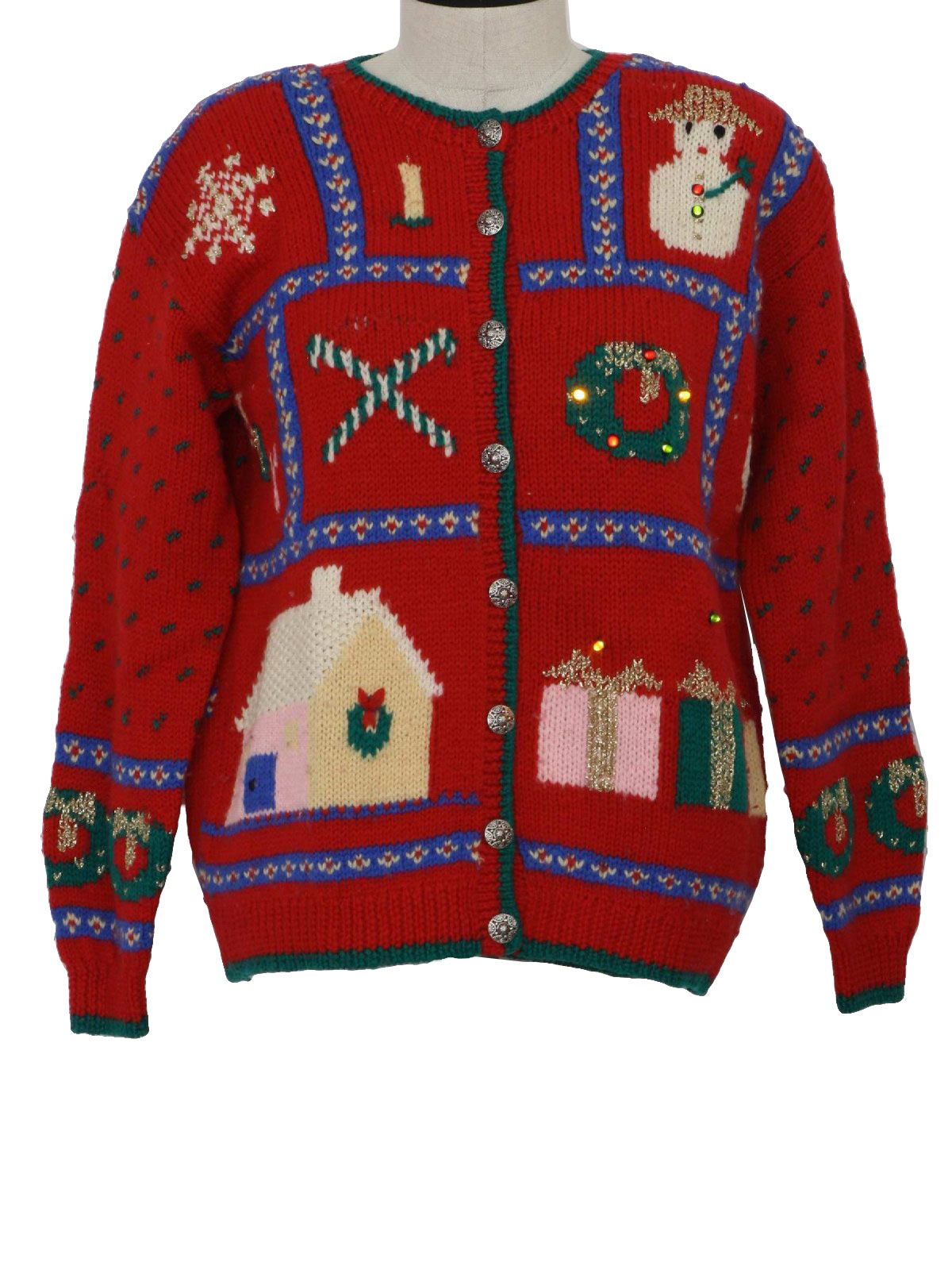 Womens Multi-Colored Flashing Twinkling Light-Up Ugly Christmas Sweater ...