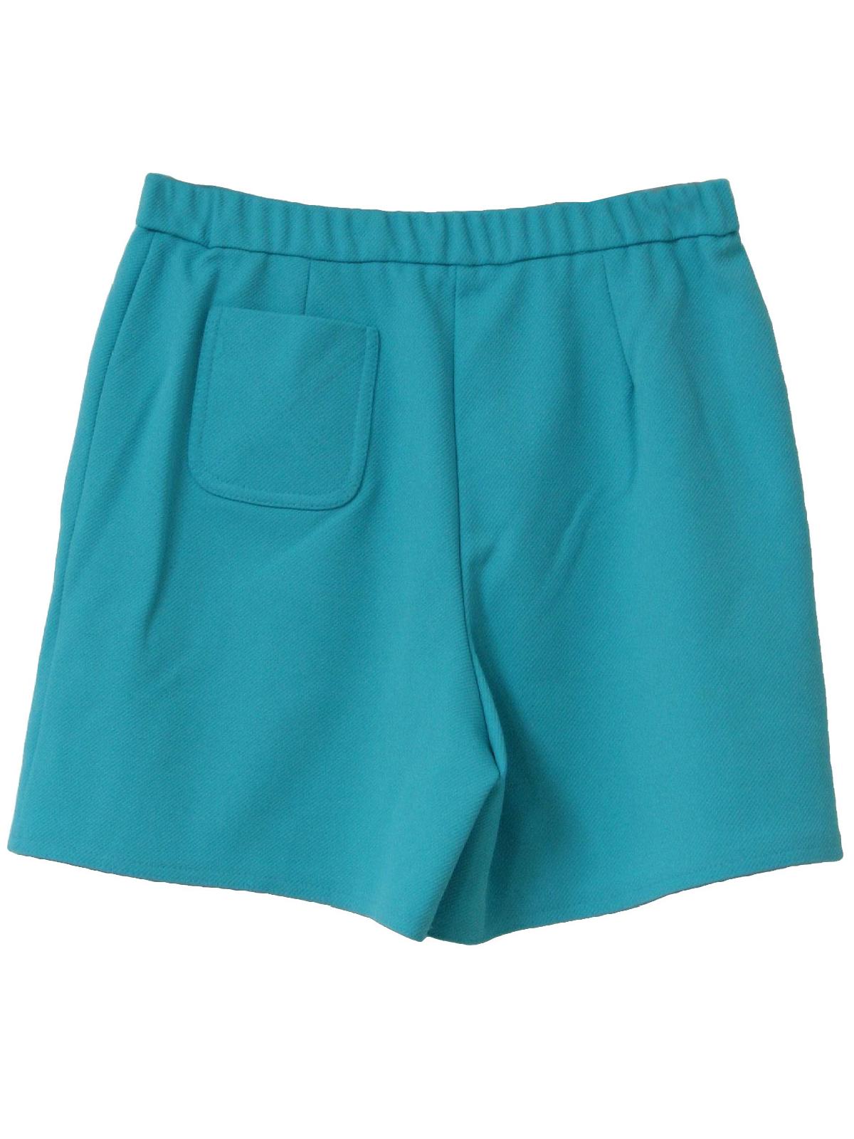 Vintage 1960's Shorts: 60s -Care Label- Womens turquoise ribbed ...