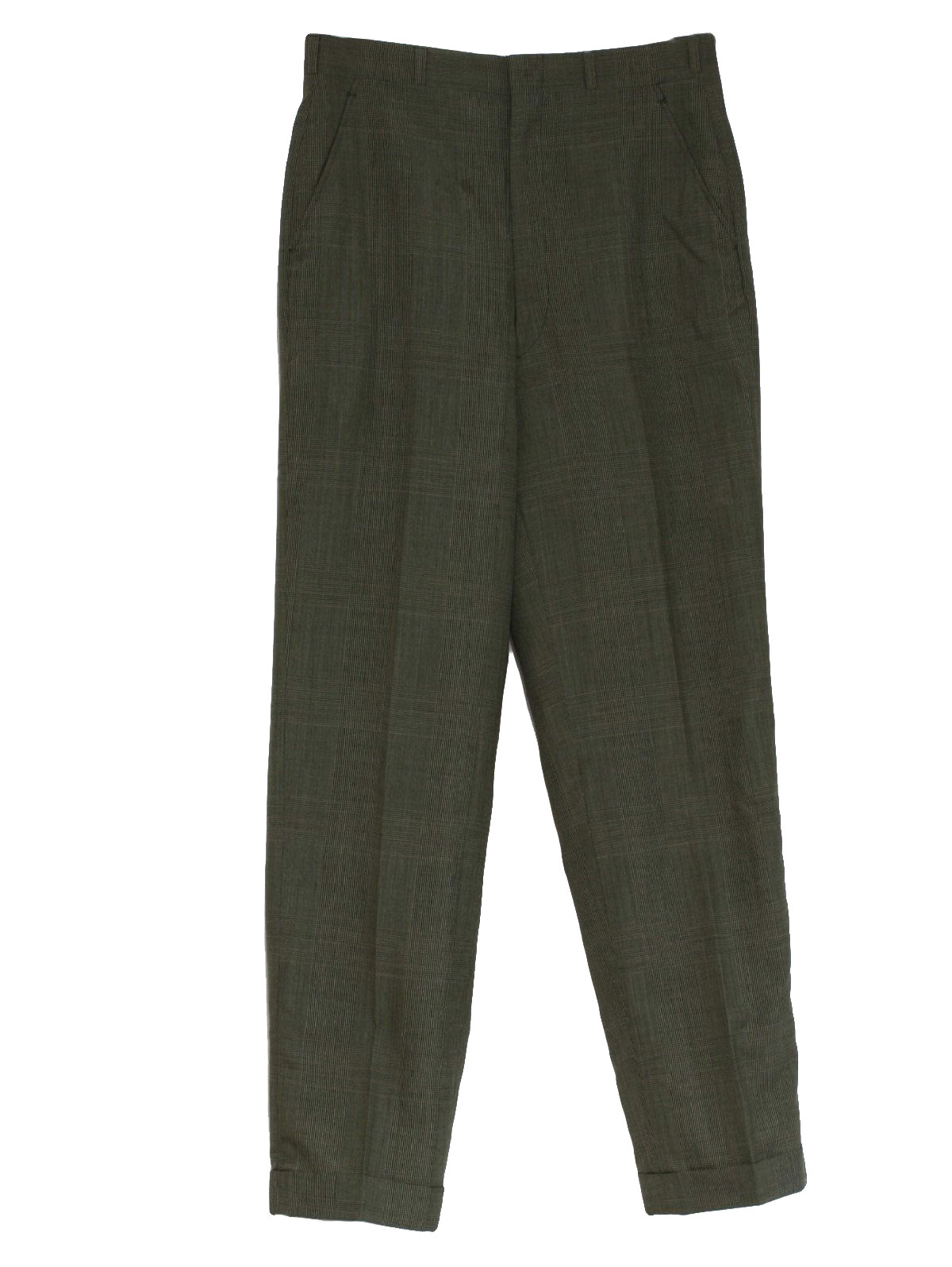 Retro 1960s Pants: 60s -No Label- Mens dark green, light olive green ...