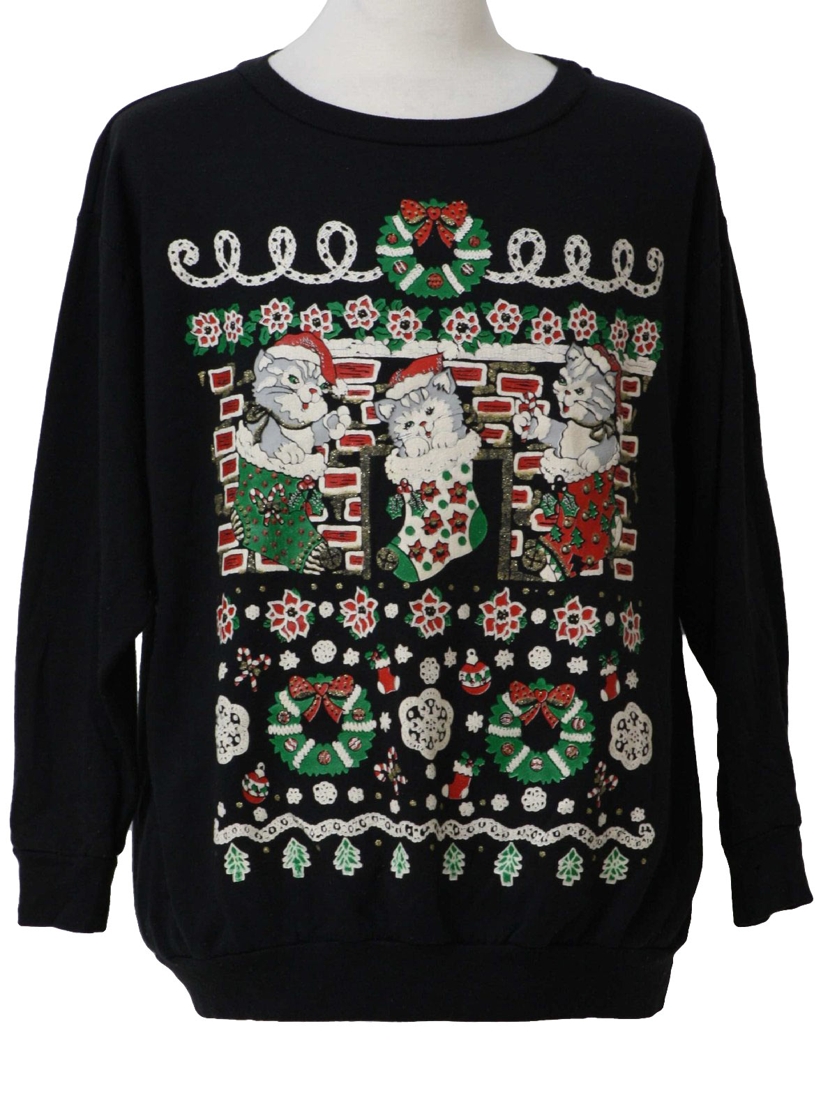 80s Vintage TeeDees Cat-Tastic Ugly Christmas Sweatshirt: 80s authentic ...