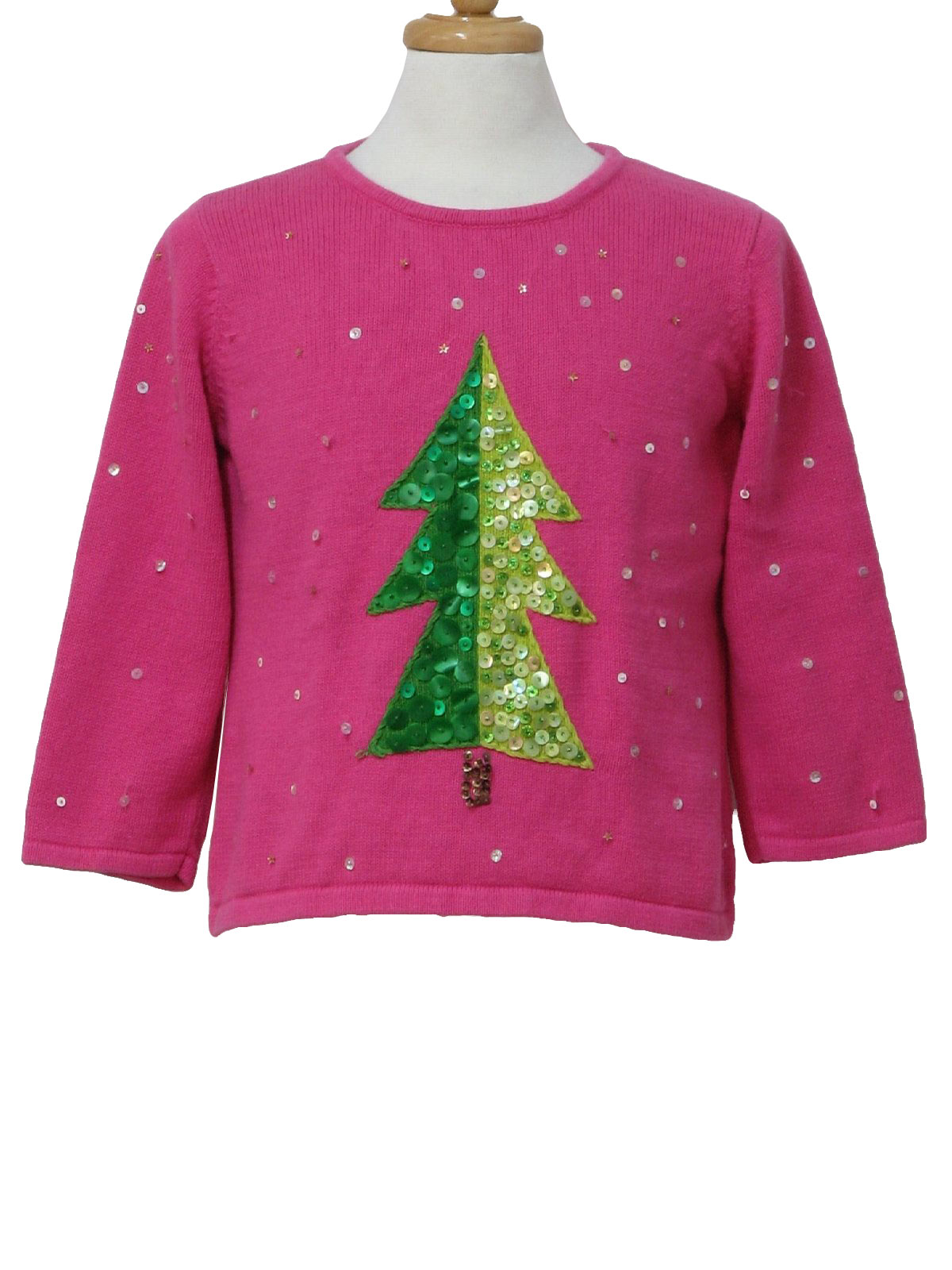 Womens Pretty In Pink Mod Ugly Christmas Sweater Susan Bristol Womens Pink Background Cotton 8727