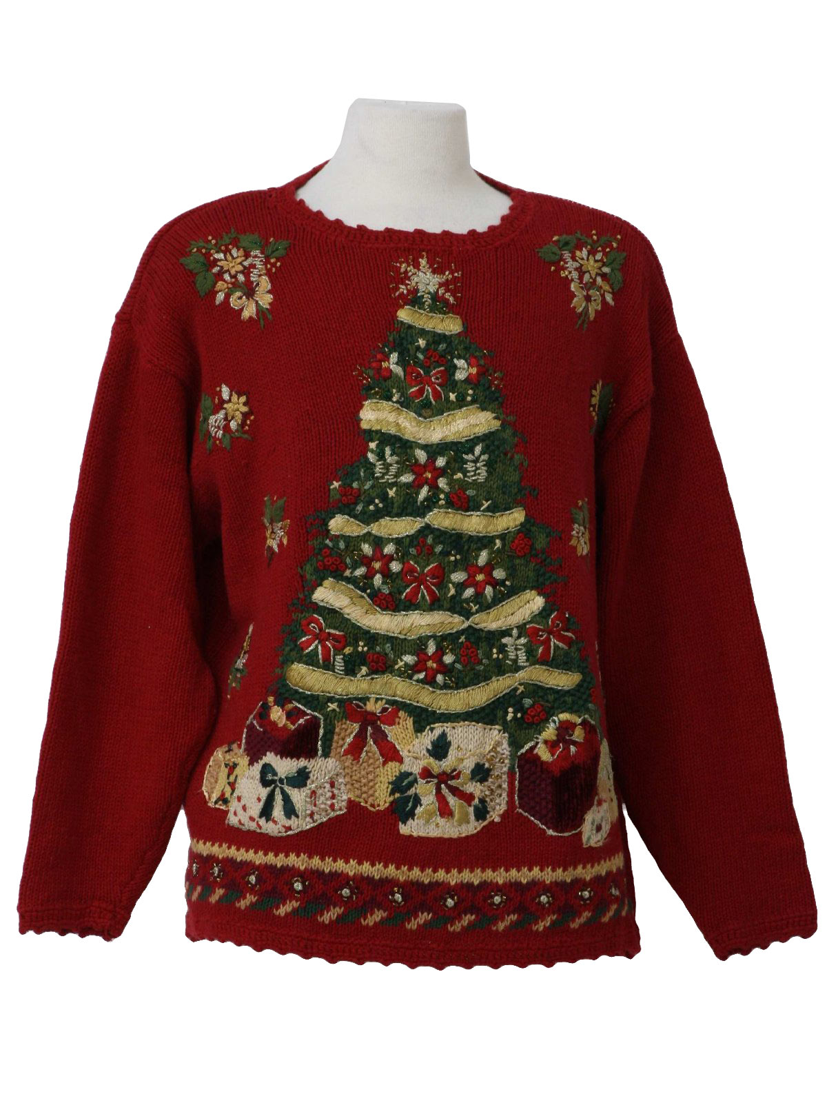 Womens Ugly Christmas Sweater: -Tiara International- Womens red ...