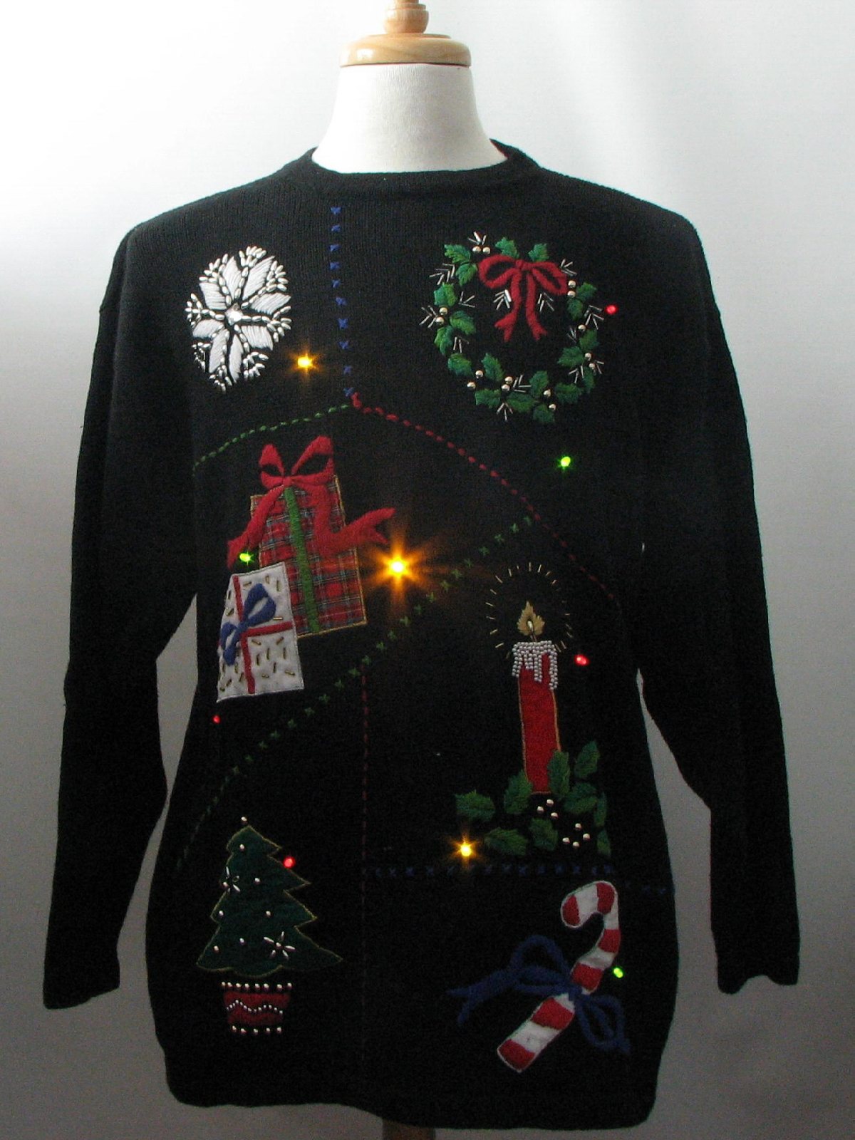 Light Up Multicolored Flashing Twinkle Lights Ugly Christmas Sweater