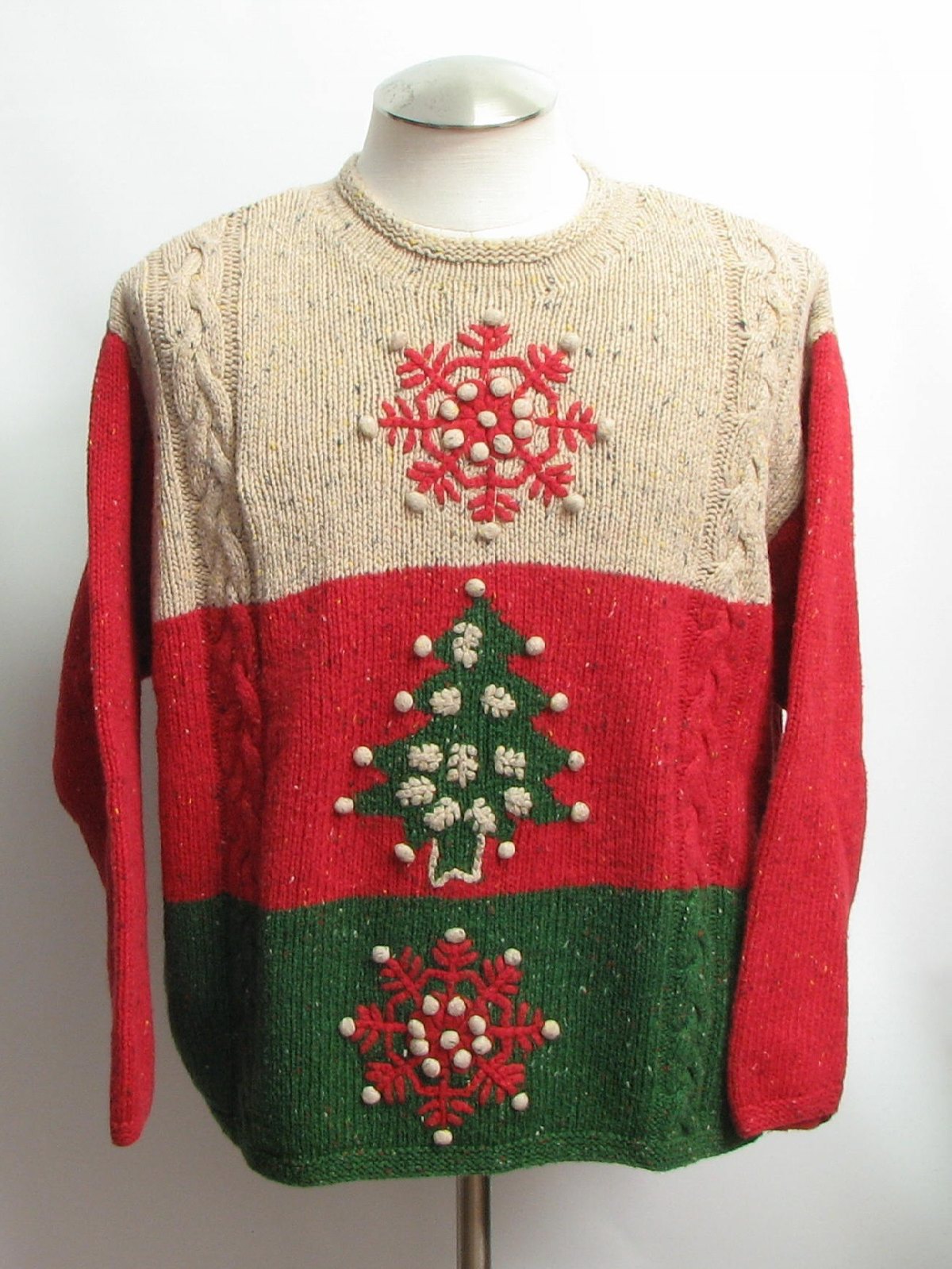 Ugly Christmas Sweater Elisabeth Unisex Beige Red And Green