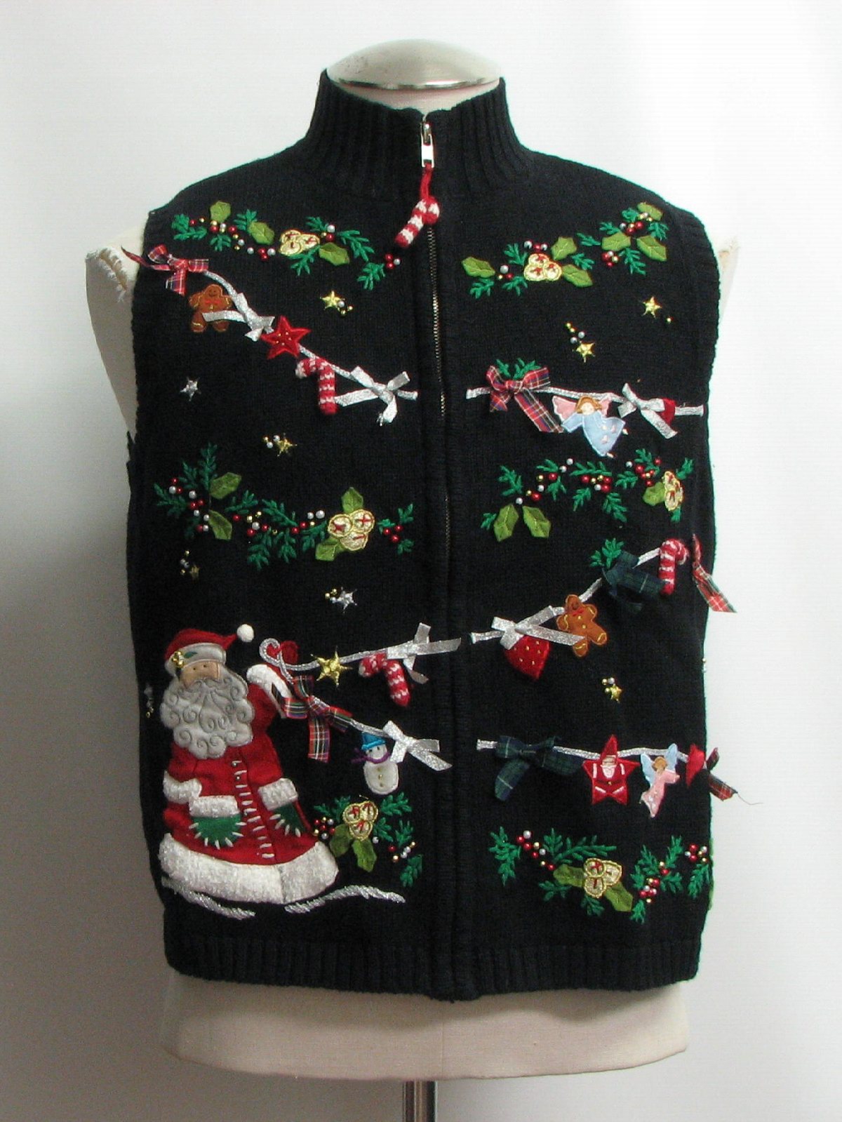 Womens Ugly Christmas Sweater Vest: -Studio Joy- Womens black ...