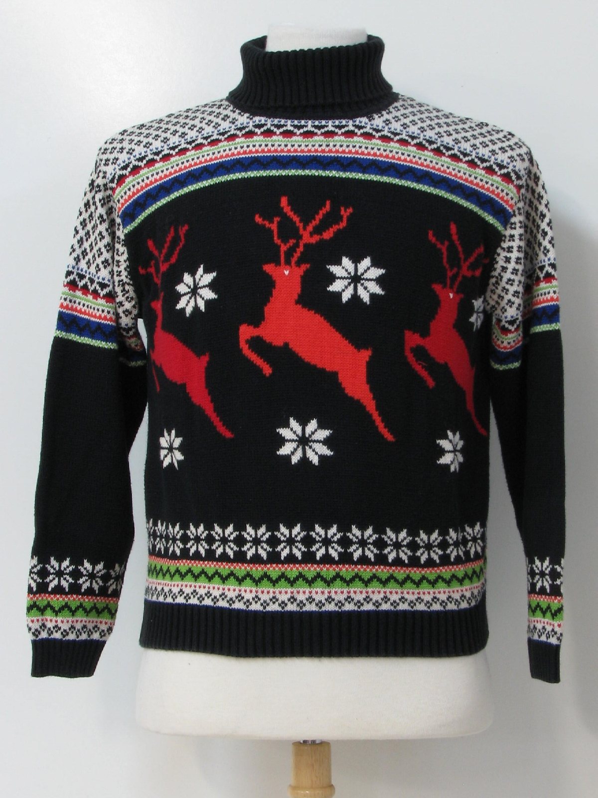 Totally 80s Style Traditional Reindeer and Snowflake Design Ugly ...