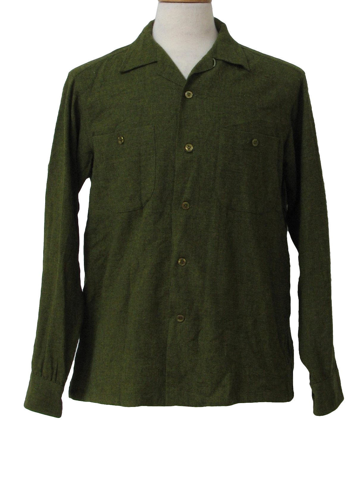 50s Retro Wool Shirt: Late 50s -Pendleton- Mens deep olive green wool ...