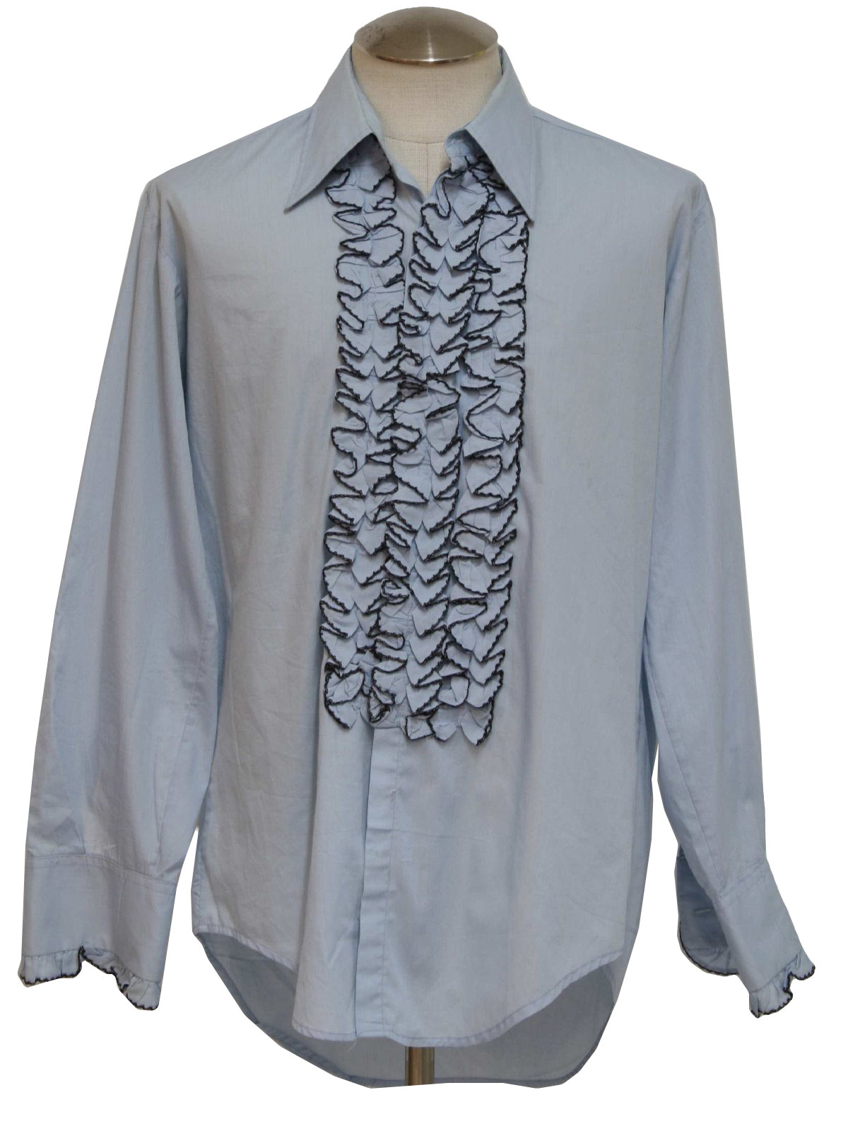 70's After Six Shirt: 70s -After Six- Mens light blue and black ...