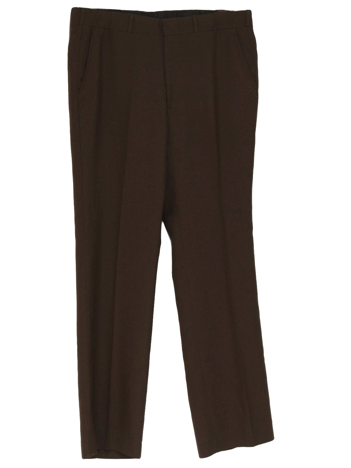 Vintage 60s Pants: 60s -Malibu Slacks- Mens dark brown polyester wool ...