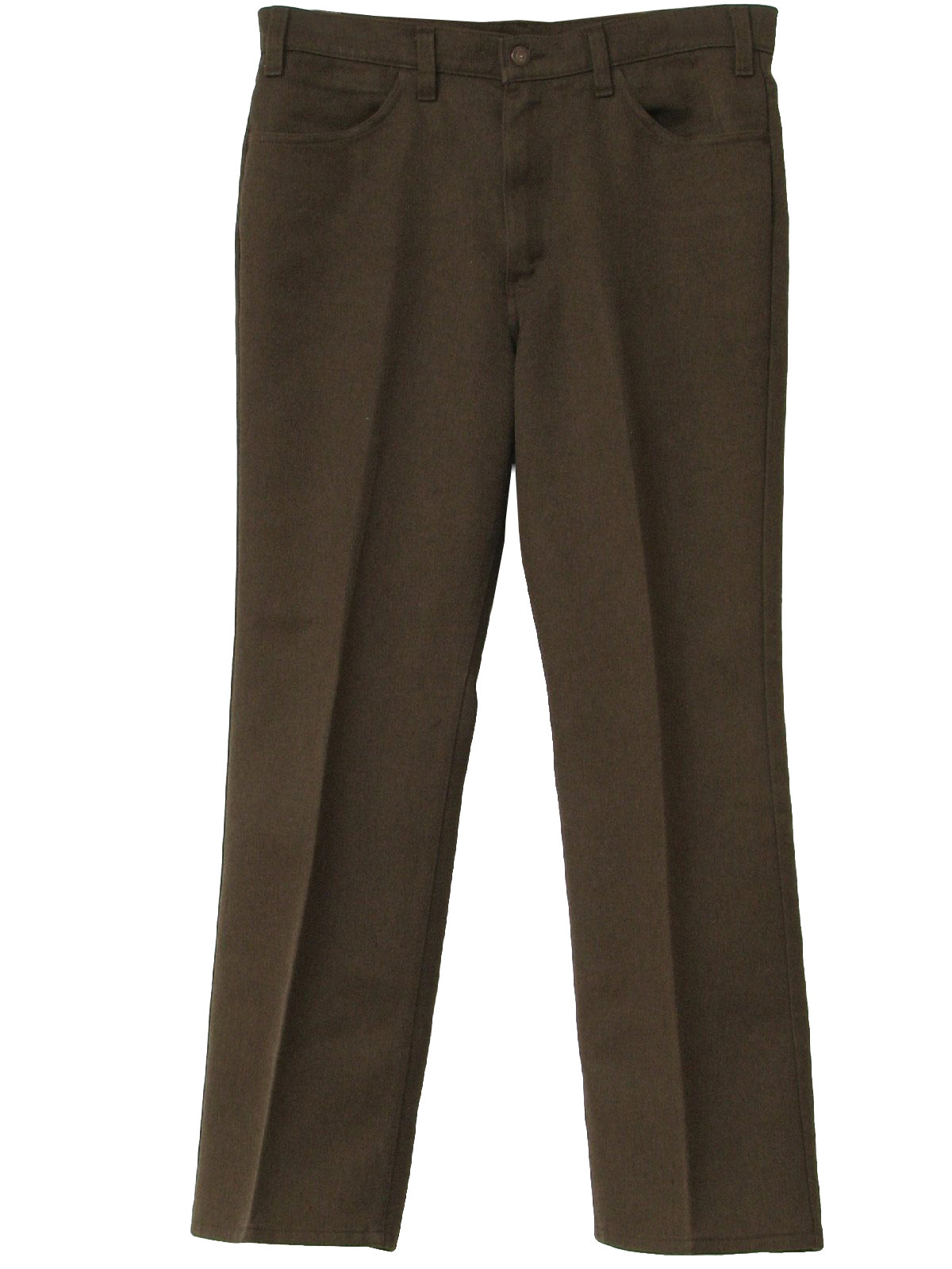 1970s Vintage Flared Pants / Flares: 70s -Levis- Mens brown double knit ...