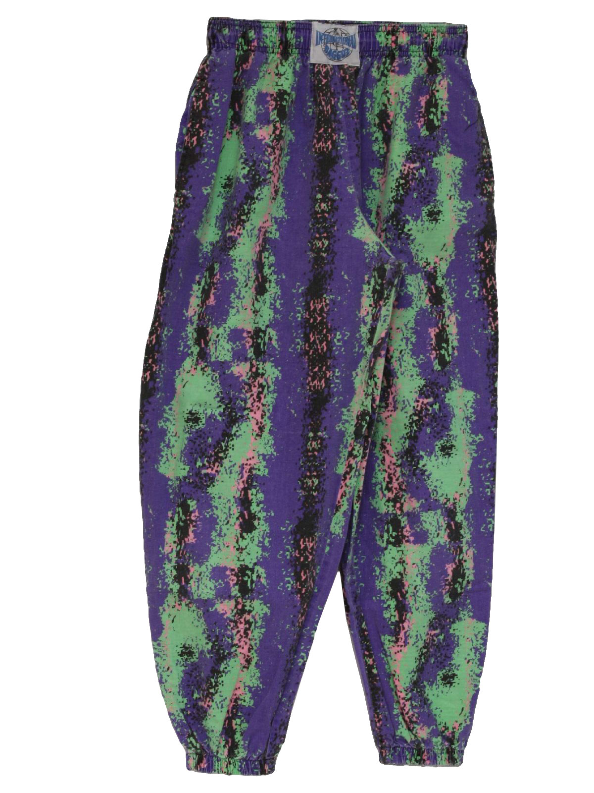 1980's Retro Pants: 80s -International Baggyz- Mens purple, neon green ...