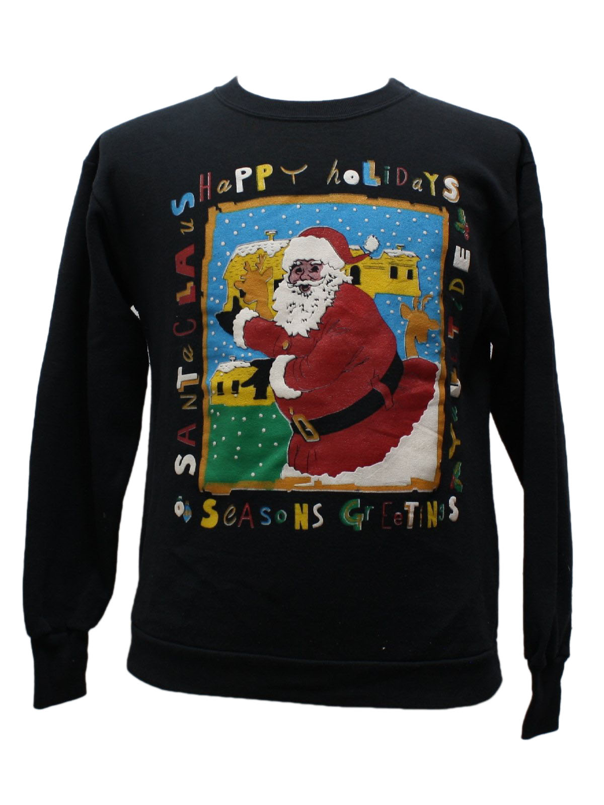 Ugly Christmas Black Santa Sweatshirt: -Delta- Unisex black background ...