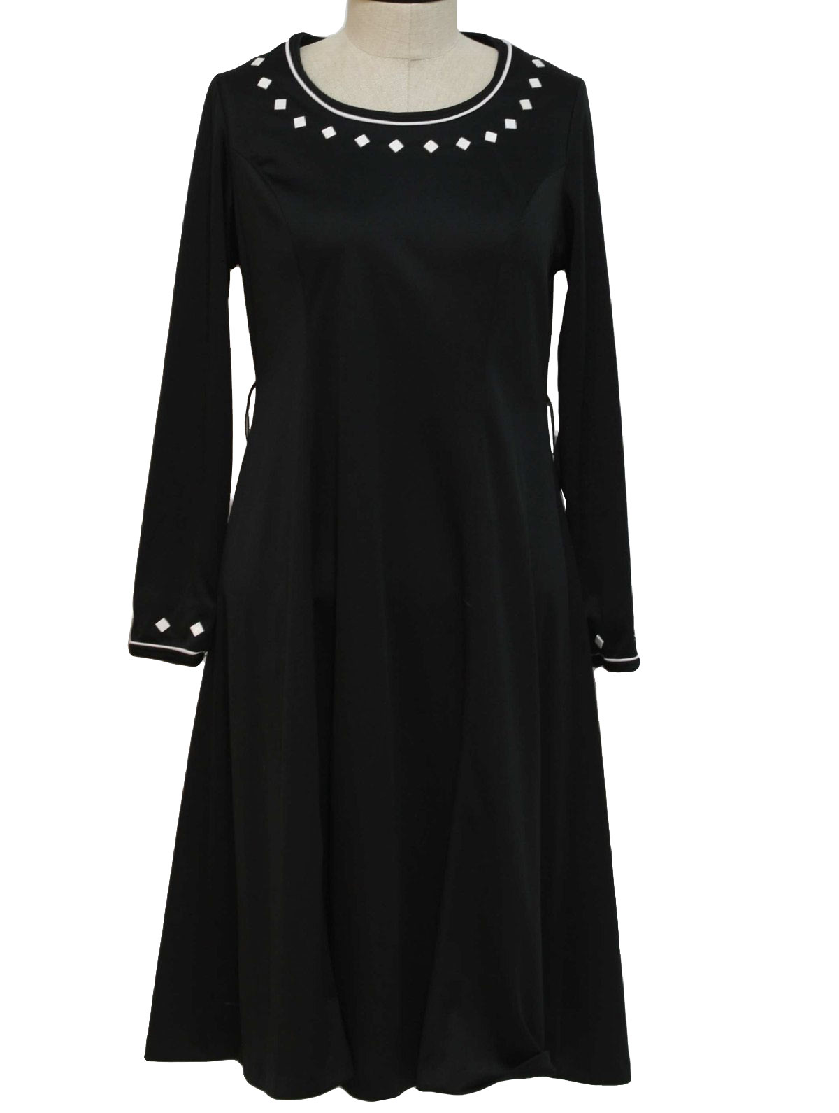 Vintage Lady Laura 70's Dress: 70s -Lady Laura- Womens black mid length ...