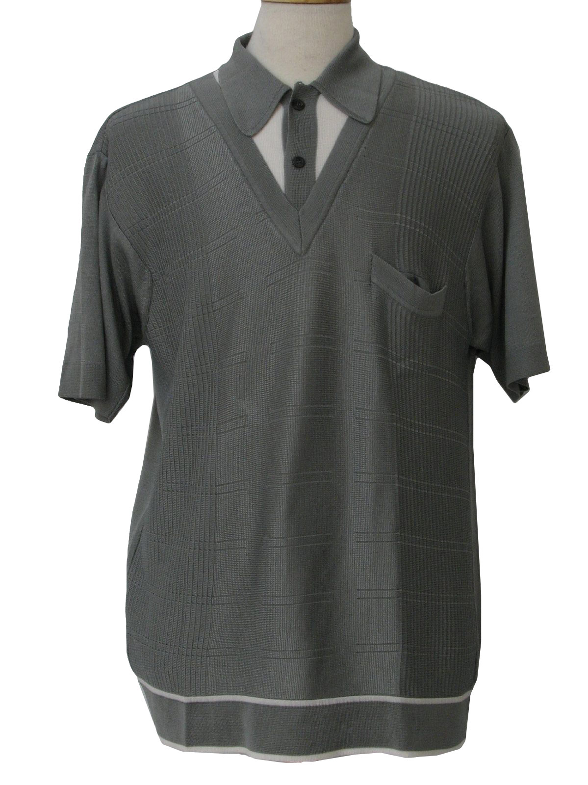 L.Virany 1960s Vintage Shirt: 60s -L.Virany- Mens gray with white inset ...