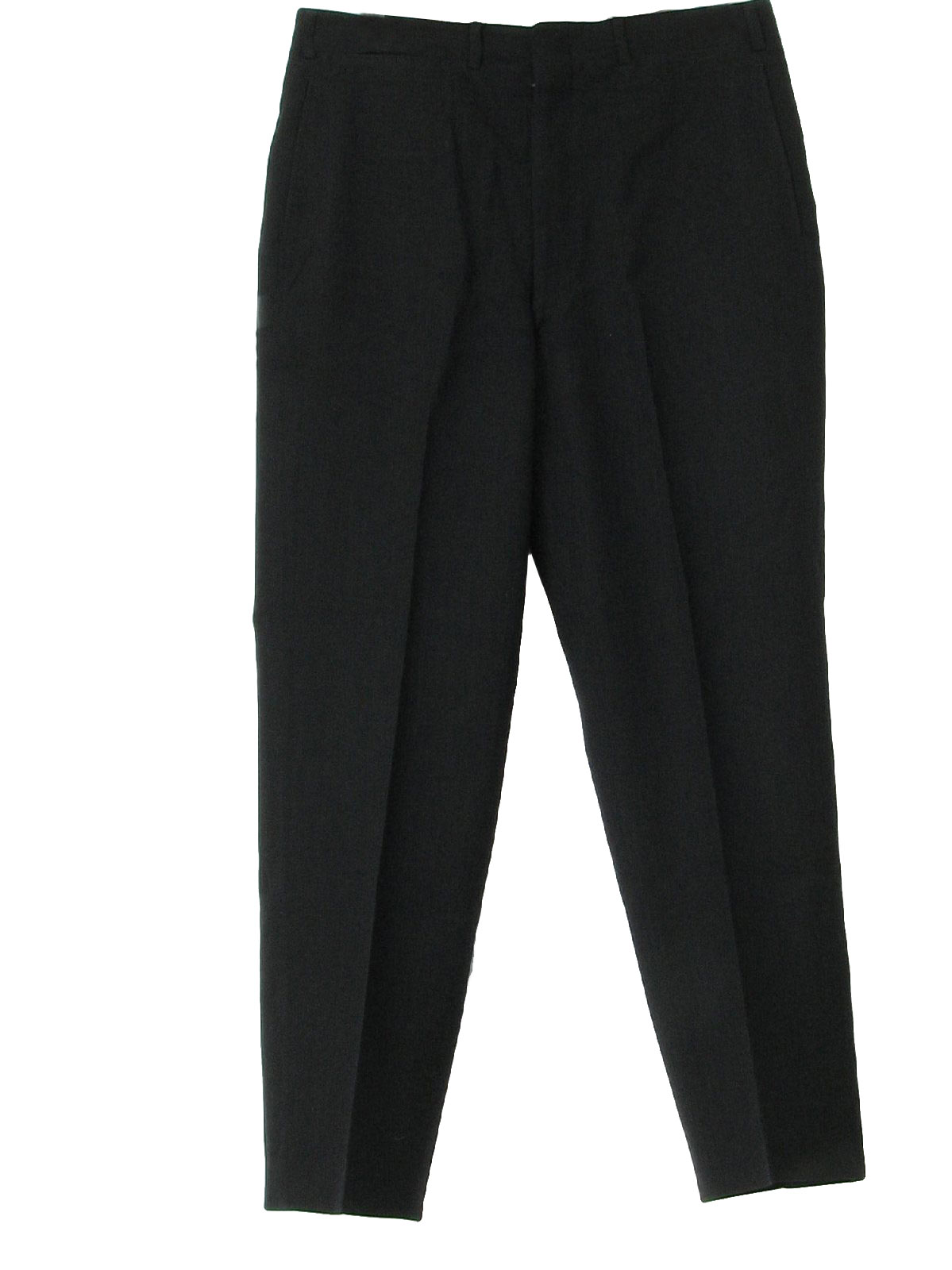 1960's Vintage Pants: 60s -No label- Mens black solid colored wool ...