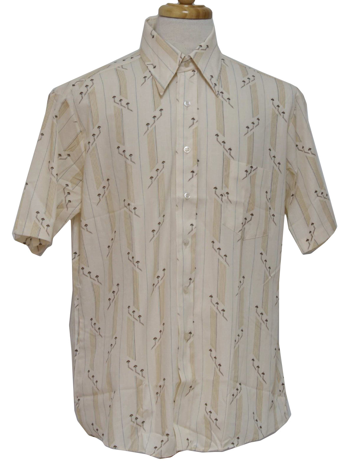 Kmart Seventies Vintage Shirt: 70s -Kmart- Mens white, cream tan, brown ...