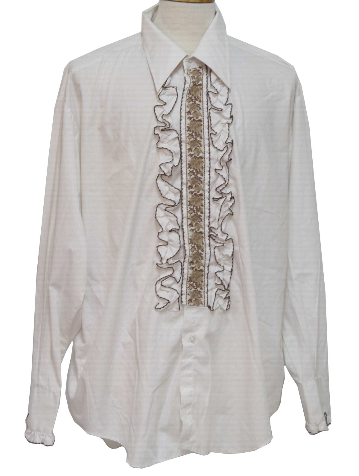 1970s Vintage Shirt: 70s -After Six- Mens white polyester and cotton ...