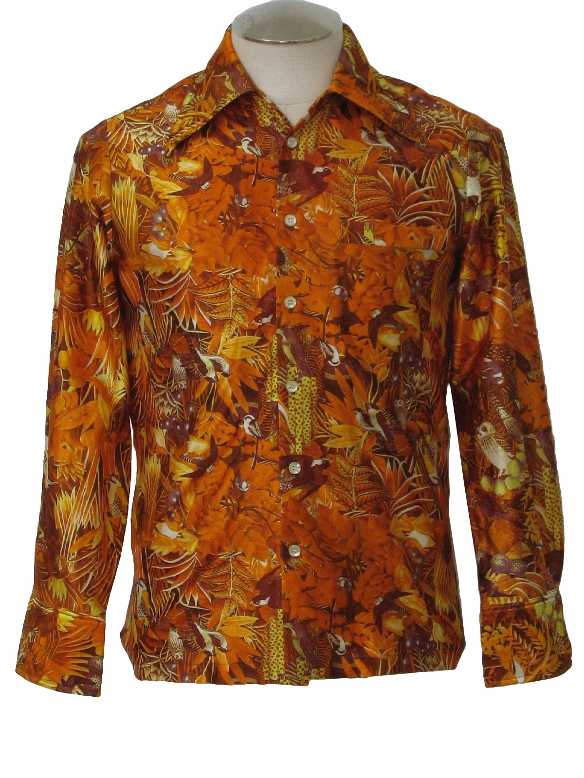 70s Print Disco Shirt (Missing Label): 70s -Missing Label- Mens orange ...